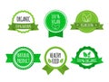 Set of bio healthy food badges on white background. Vegan, organic logos. Vector illustration