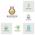 Set of Bio tech lab logo template, Molecule, DNA, Atom, Medical or Science Logo Design Vector Royalty Free Stock Photo