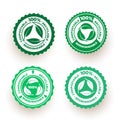 Set of biodegradable and compostable recyclable icon. 100 percent bio recyclable package green leaf logo design. Vector