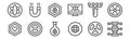 Set of 12 bioengineering icons. outline thin line icons such as dna, global, cell, test tube, biotechnology, magnetism