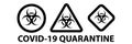 Set on Biohazard or biological threat alert icon. Warning sign of virus. Danger Coronavirus Bio hazard symbol. Vector Royalty Free Stock Photo