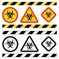 Set on Biohazard or biological threat alert icon. Warning sign of virus. Danger Coronavirus Bio hazard symbol. Vector Royalty Free Stock Photo