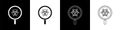 Set Biohazard and magnifying glass icon isolated on black and white background. Vector Royalty Free Stock Photo