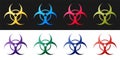 Set Biohazard symbol icon isolated on black and white background. Vector Royalty Free Stock Photo