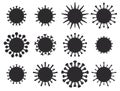 Set of Biological Virus Icons Coronavirus COVID-19 Silhouette Symbol Isolated on White Background. Vector Illustration Royalty Free Stock Photo