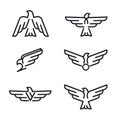 Set of birds predator line icons, isolated on white background.