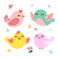 set birds, AI illustration Royalty Free Stock Photo