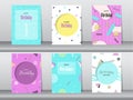 Set of birthday card on memphis pattern of retro vintage 80s or 90s style,poster,template,greeting,Vector illustrations Royalty Free Stock Photo