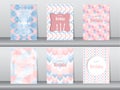 Set of birthday card on retro pattern design,vintage,poster,template,greeting,Vector illustrations Royalty Free Stock Photo