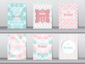 Set of birthday card on retro pattern design,vintage,poster,template,greeting,Vector illustrations Royalty Free Stock Photo