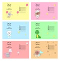 Set of birthday greeting cards and party invitation templates with cute characters, baby elephant, bunny, girl, little Royalty Free Stock Photo