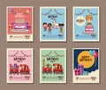 Set on birthday kids party invitation card Royalty Free Stock Photo