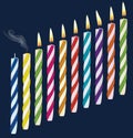 Set of birthday multicolored candles. Royalty Free Stock Photo