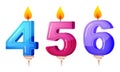 Set of a birthday party, anniversary candles in the form of numbers. Vector illustration in flat cartoon style. Royalty Free Stock Photo