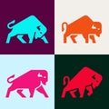 Set of Bison, Bison Logo Royalty Free Stock Photo