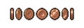 Set of 8-bit pixel graphics icons. Isolated vector illustration. Game art. Coins of bronze for animation