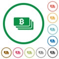 Bitcoin banknotes outlined flat icons Royalty Free Stock Photo