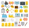 Set bitcoin currency and international exhange commerce Royalty Free Stock Photo