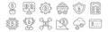 Set of 12 bitcoin icons. outline thin line icons such as cit card, mining, trophy, shield, cogwheel, exchange
