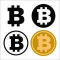 Set of Bitcoin symbol icon. Vector Iconic Illustration