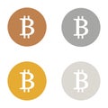 Bitcoin virtual currency set of symbols icons logo simple bronze silver gold platinum colored Royalty Free Stock Photo