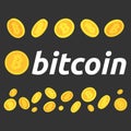 A set of bitcoins. Different poses of bitcoins. Royalty Free Stock Photo