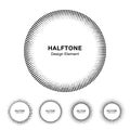 Set of Black Abstract Halftone Circle Frame Logo
