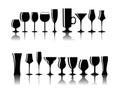 Set of Black Alcoholic Glass Silhouette Vector Royalty Free Stock Photo