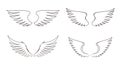 Set of Black Angel Wings. Vector Illustration and outline Icons Royalty Free Stock Photo