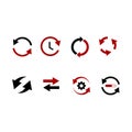 Set of black arrow icons vector Arrow series, various styles, black, white on the vector Royalty Free Stock Photo