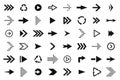 Set of black arrows, forward and back, up and down. Arrow icons, pointers and direction signs Royalty Free Stock Photo