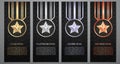 Set of black banner, Gold, platinum,silver and bronze star, Vector illustration.