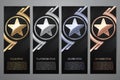 Set of black banners, Gold, platinum,silver and bronze star, Vector illustration.l