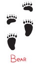 Set of black bear tracks, icon, isolated object on a white background, vector illustration, Royalty Free Stock Photo