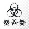 Set of black biohazard symbols