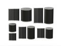 Set of Black blank tin cans in various sizes, clipping path incl