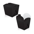 Set of black blank wok box mockup. Vector 3d packaging. Carton box for asian or chinese take away food paper bag