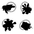 Set of black blots, ink splash, paint. Hand drawn vector stains. Royalty Free Stock Photo