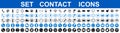 Set black and blue contact icons, communication signs - vector