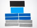 Black blue gray tape texture, Torn horizontal and different size sticky tape cut isolated on white Royalty Free Stock Photo