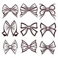 Set of black bows on a white background.