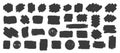 Set of black brush splash or blobs. Brushes blobs, grungy, splash. Vector elements, frames for text, labels, circle frames, boxes Royalty Free Stock Photo