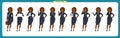 Set of Black Businesswoman character design.Front, side, back view animated character.Business girl character