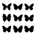 Set of black Butterfly silhouette