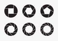 Set of black camera lens aperture icons. Royalty Free Stock Photo