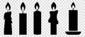 Set of black candle icons