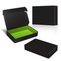 Set of Black Cardboard Box. Vector Package for Software, electronic device and other products. Vector 3d illustration