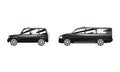 Set of Black Cars Luxury Road Vehicles Flat Vector Illustration