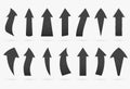 Set black charcoal vector popular arrow sticker isolated origami