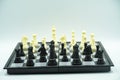 Set of black chess pieces. Chess piece icons. Board game. illustration isolated on white background Royalty Free Stock Photo